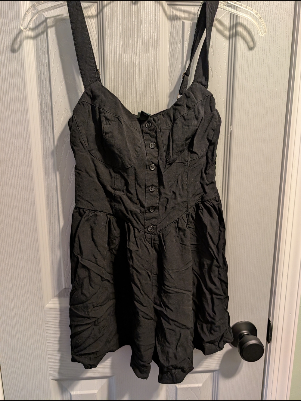 Black Faux Button-Front Romper